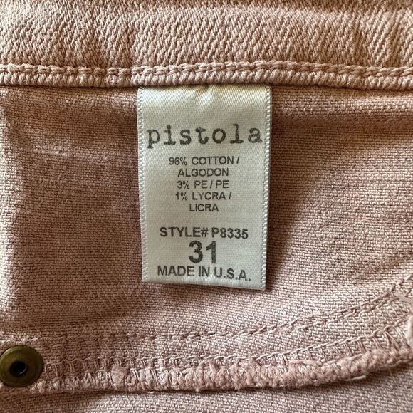 PISTOLA Jeans Women 31 Mauve Dusty Pink Ankle Zip Mid Rise Skinny Raw Frayed Hem - Picture 4 of 11